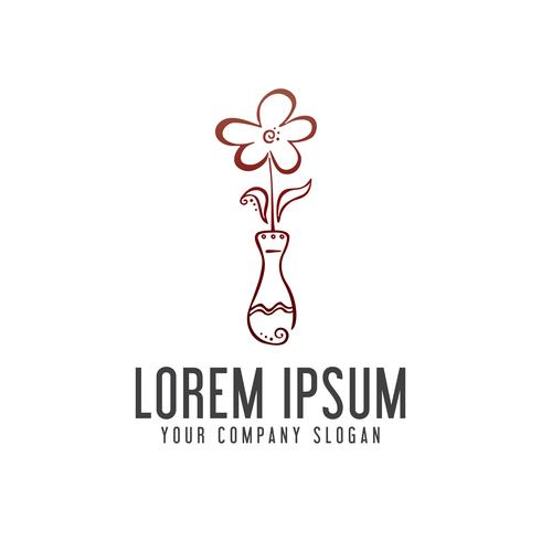 Modèle de concept de design logo fleurs et vases vecteur