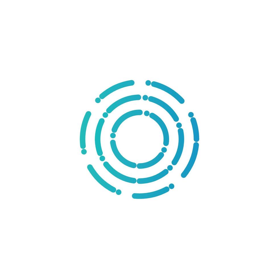 icône de technologie de cercle pointillé isolé. lettre o avec logotype points et lignes vecteur