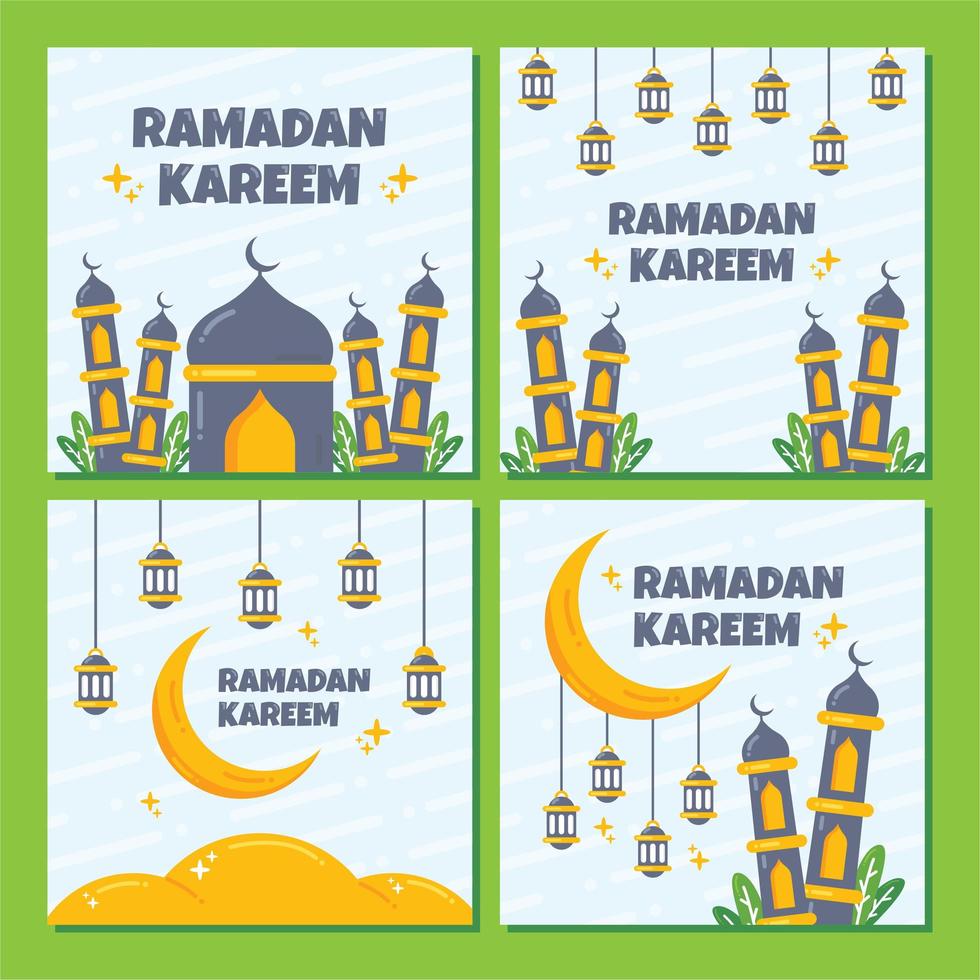 collection de publications instagram ramadan plat vecteur