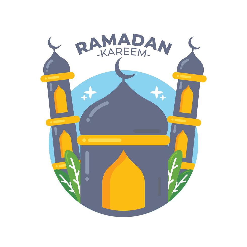 concept de voeux ramadan kareem avec illustration de la mosquée vecteur