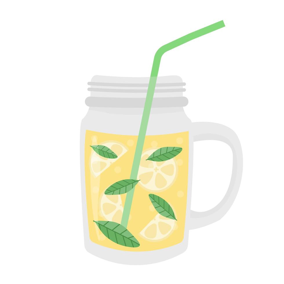 bocal en verre avec de la limonade et une paille vecteur