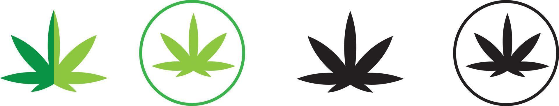 logo de feuille de cannabis. illustration de l'icône vectorielle du modèle de conception de logo médical de santé de la marijuana vecteur