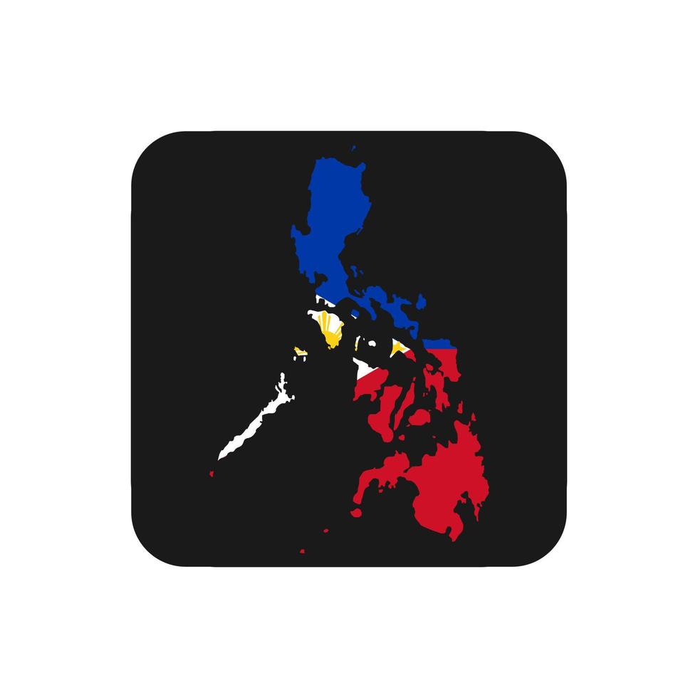 Philippines map silhouette avec drapeau sur fond noir vecteur