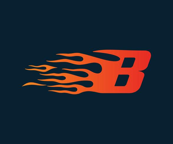 Logo de la flamme de la lettre B. modèle de concept de conception de logo de vitesse vecteur