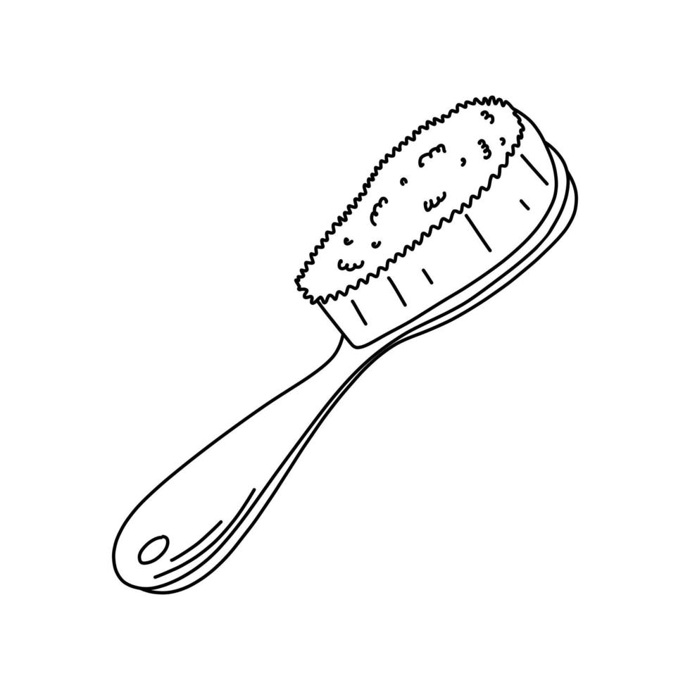 illustration vectorielle dessinée à la main de l'icône de la brosse de bain dans le style doodle. jolie illustration d'instrument de soins corporels sur fond blanc. vecteur