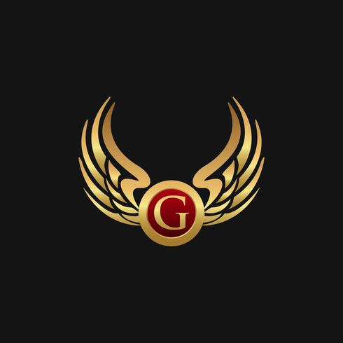 Modèle de concept de design logo luxe lettre G ailes Wings vecteur