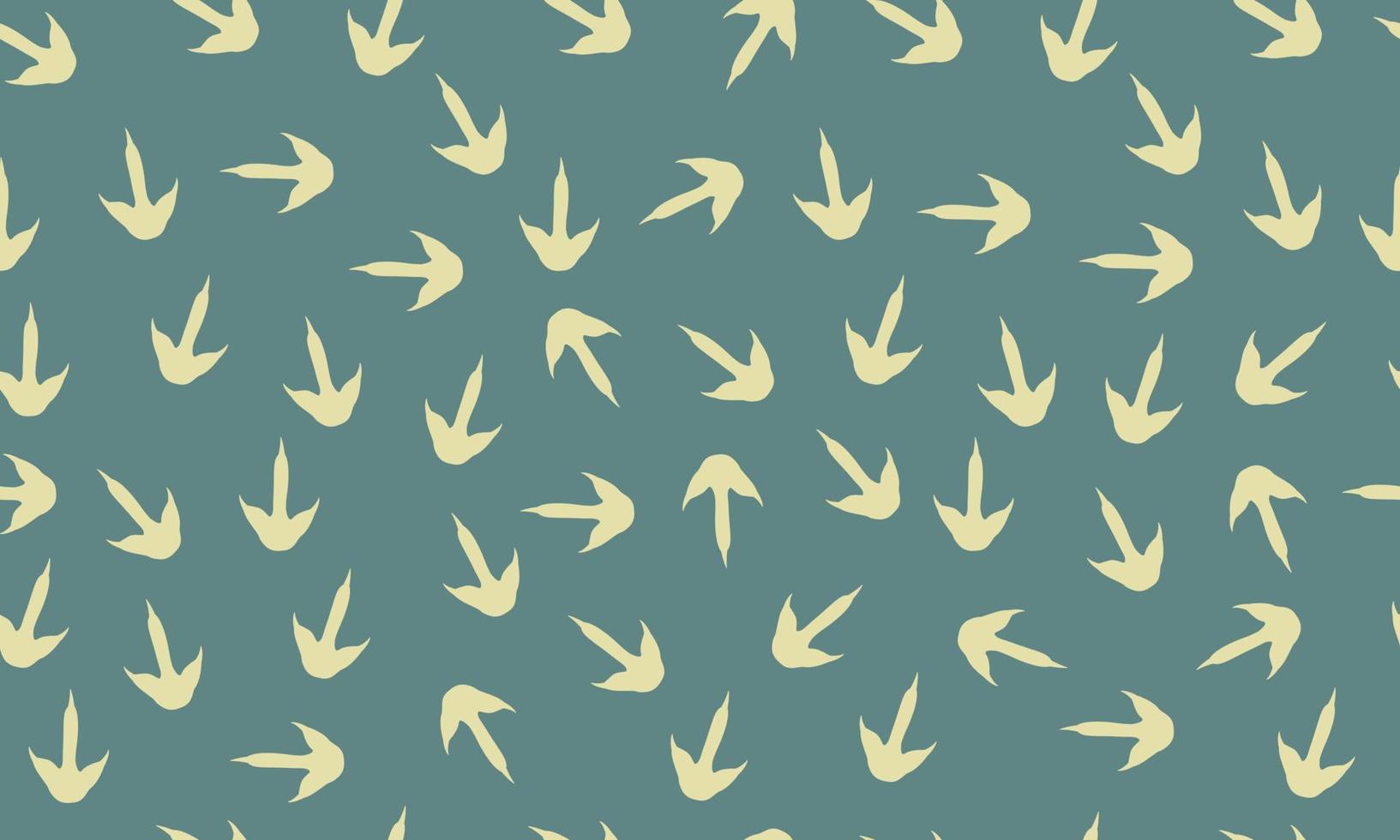 motif horizontal harmonieux d'empreintes de pas de dinosaures. fond de vecteur vert avec des empreintes de pattes de dinosaure. texture simple du prédateur de dino préhistorique. conception de textiles pour enfants, emballages, tissus.