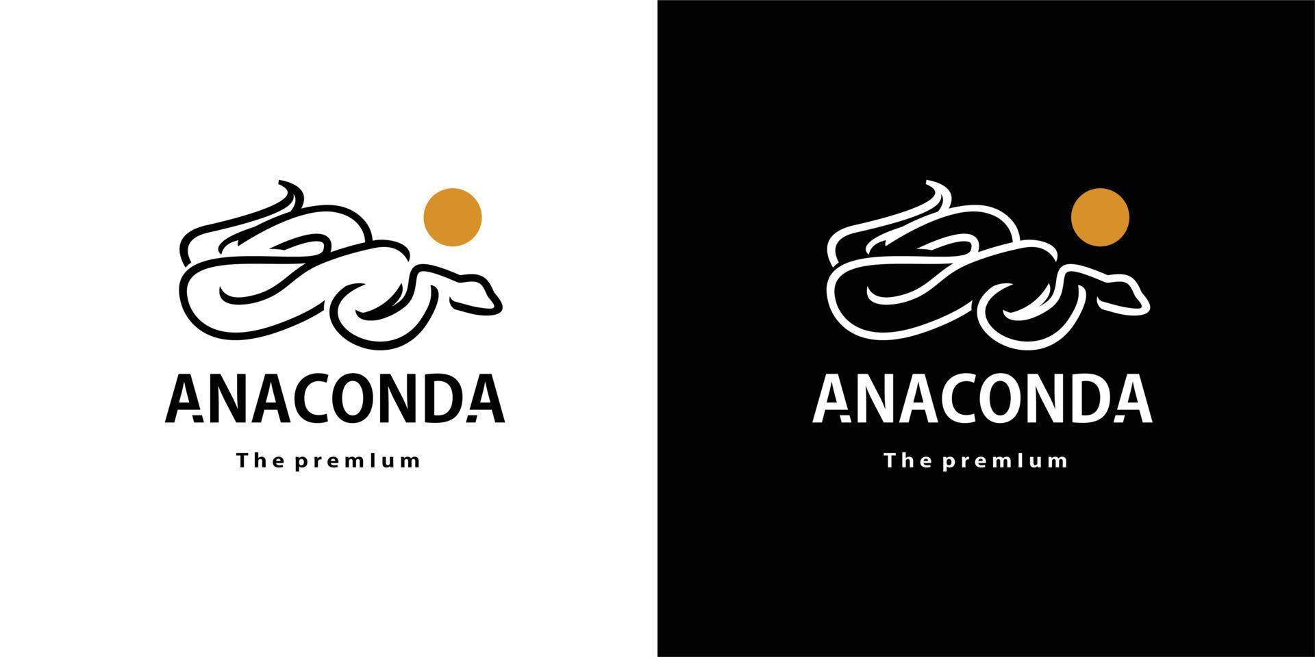 vintage rétro hipster anaconda logo vecteur contour icône art monoline