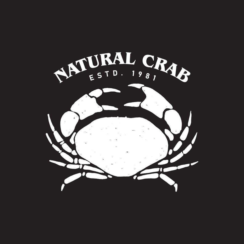 illustration de logo vectoriel crabe de mer noir et blanc dessiné à la main