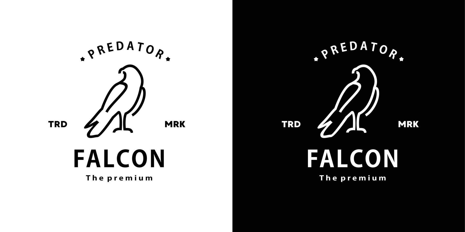 vintage retro hipster falcon logo contour vectoriel icône d'art monoline