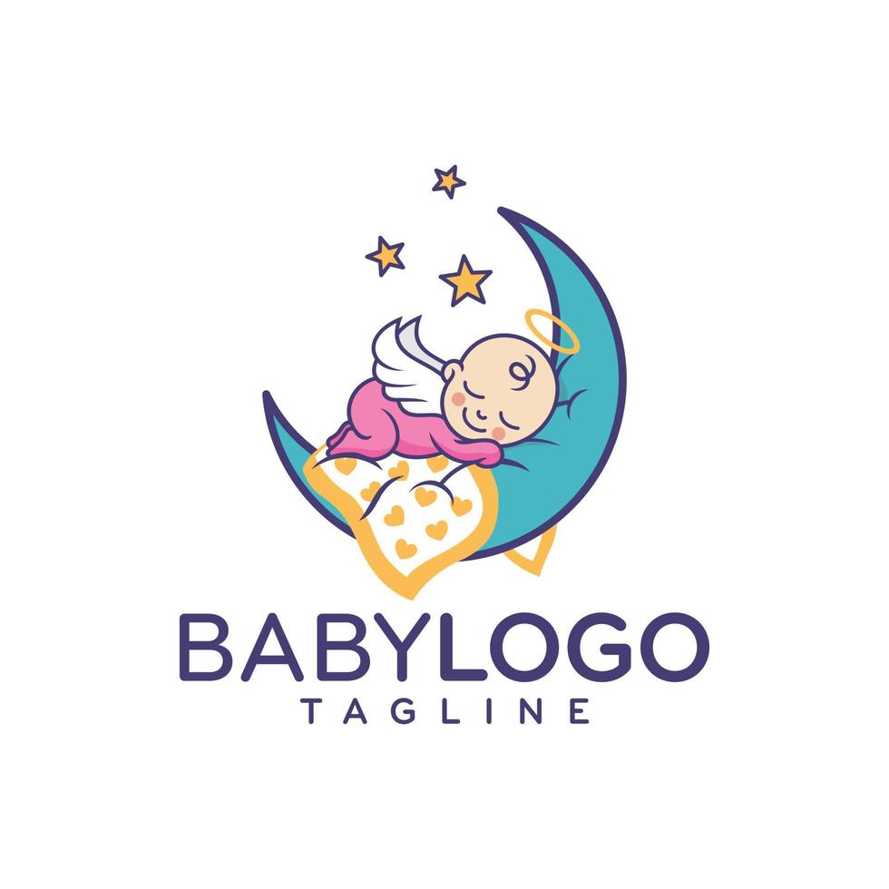 vecteur de conception de logo bébé mignon