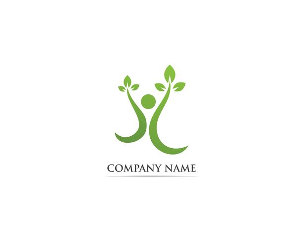 Logo vectoriel de feuille verte personnes identité carte