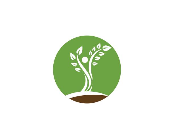 Modèle de logo vectoriel arbre personnes identité verte