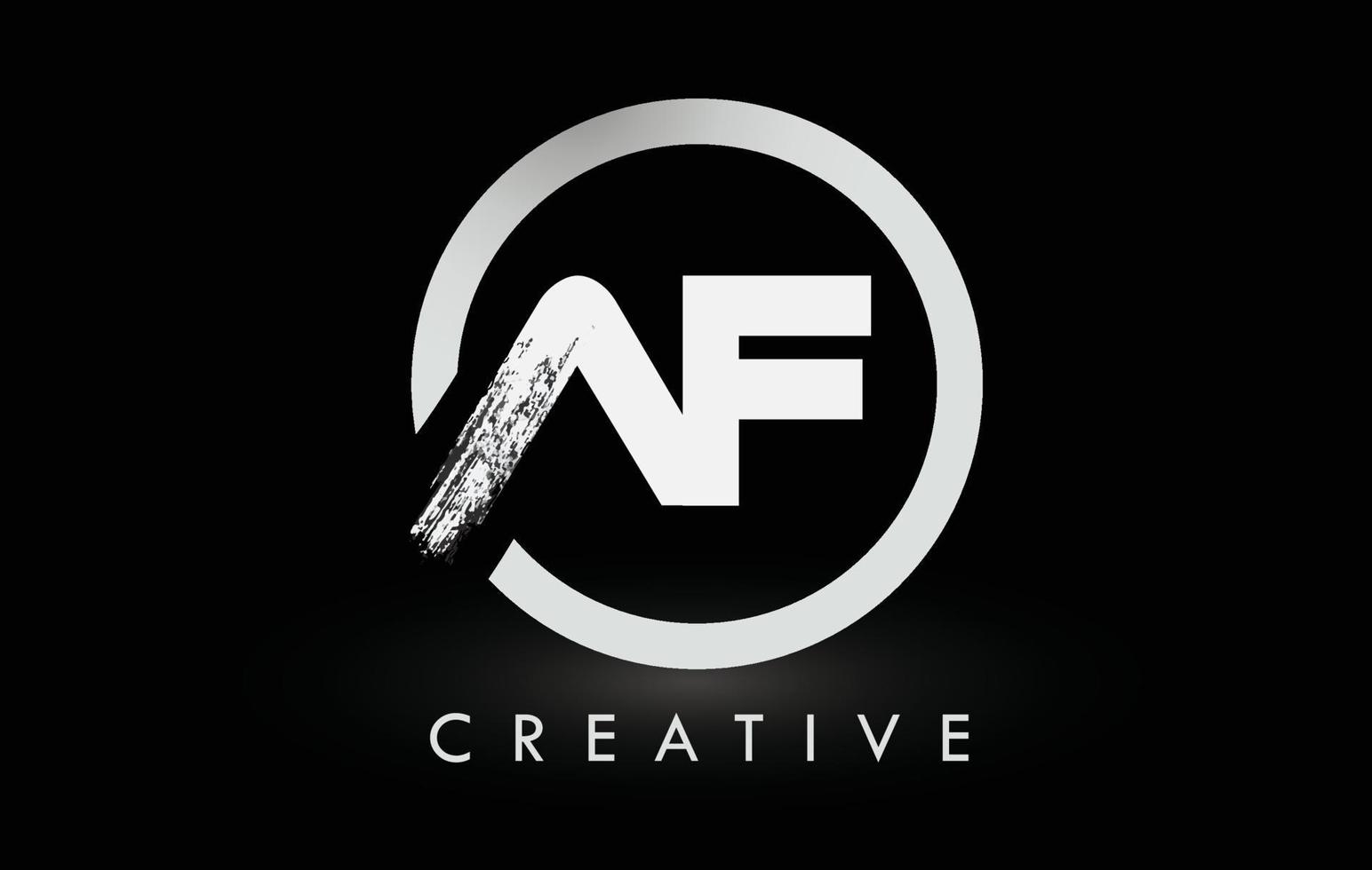 création de logo de lettre de brosse af blanc. logo d'icône de lettres brossées créatives. vecteur