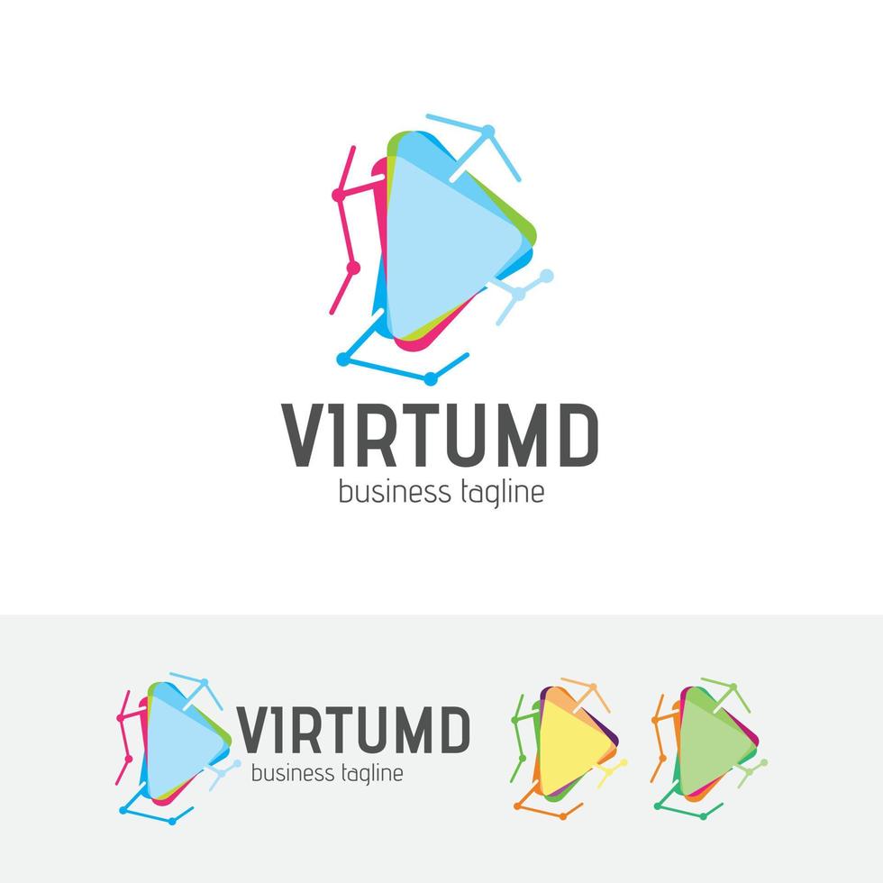 concept de logo de médias virtuels vecteur