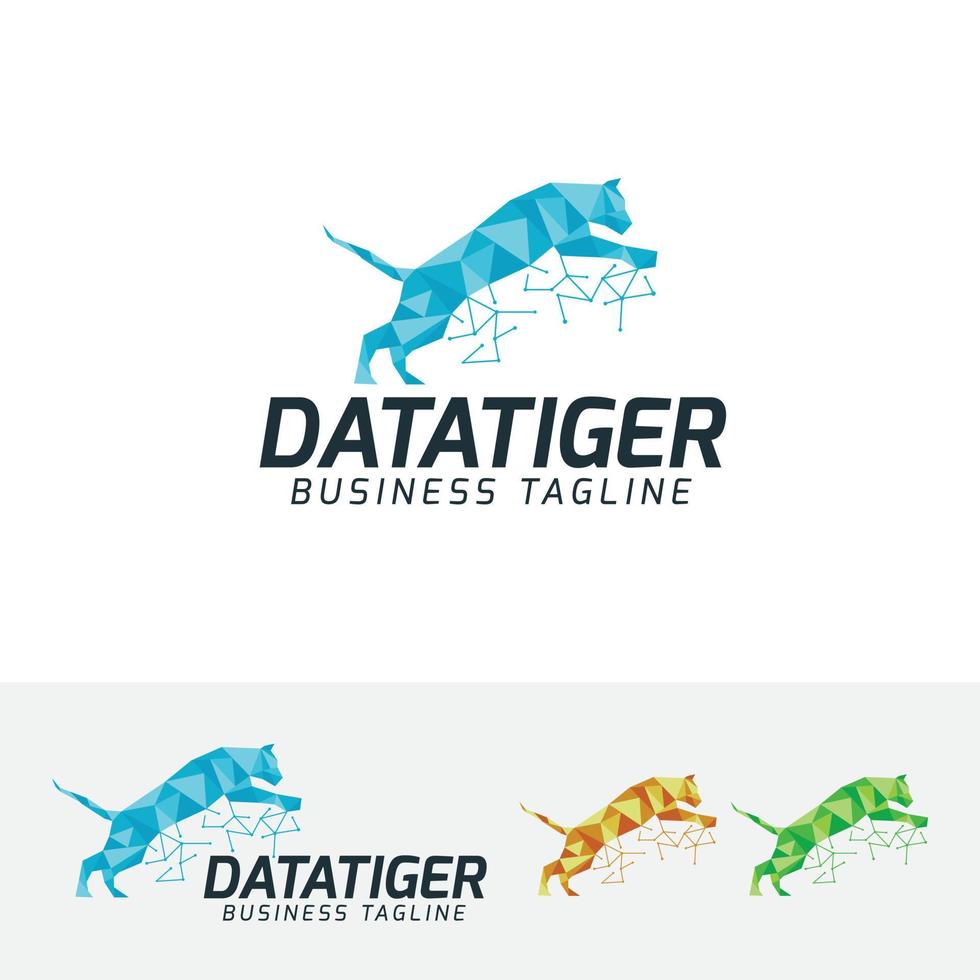 modèle de conception de logo de tigre numérique vecteur