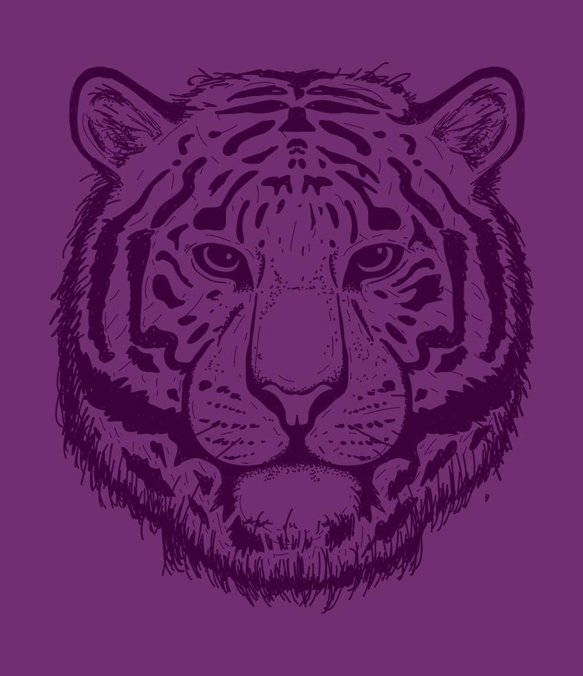 illustration de tête de tigre dessiné à la main de vecteur