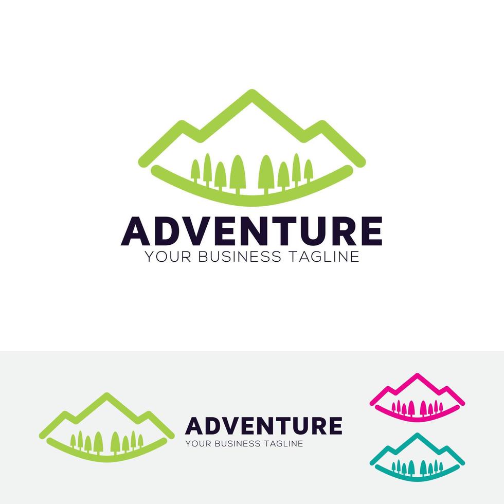 modèle de logo vectoriel d'aventure en montagne