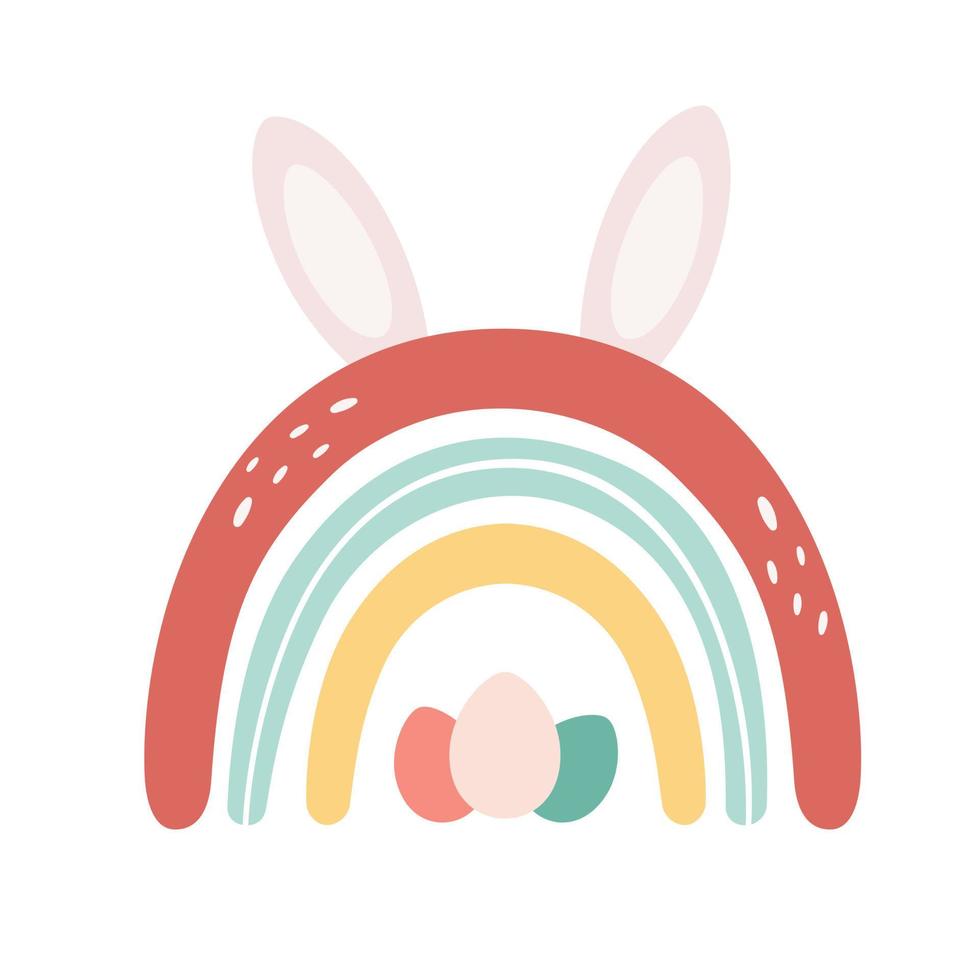 arc-en-ciel de pâques avec des oreilles de lapin. joyeuses Pâques vecteur