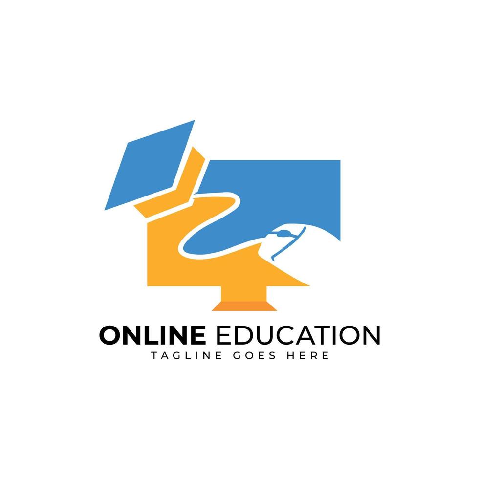 modèle de conception de logo d'éducation en ligne vecteur