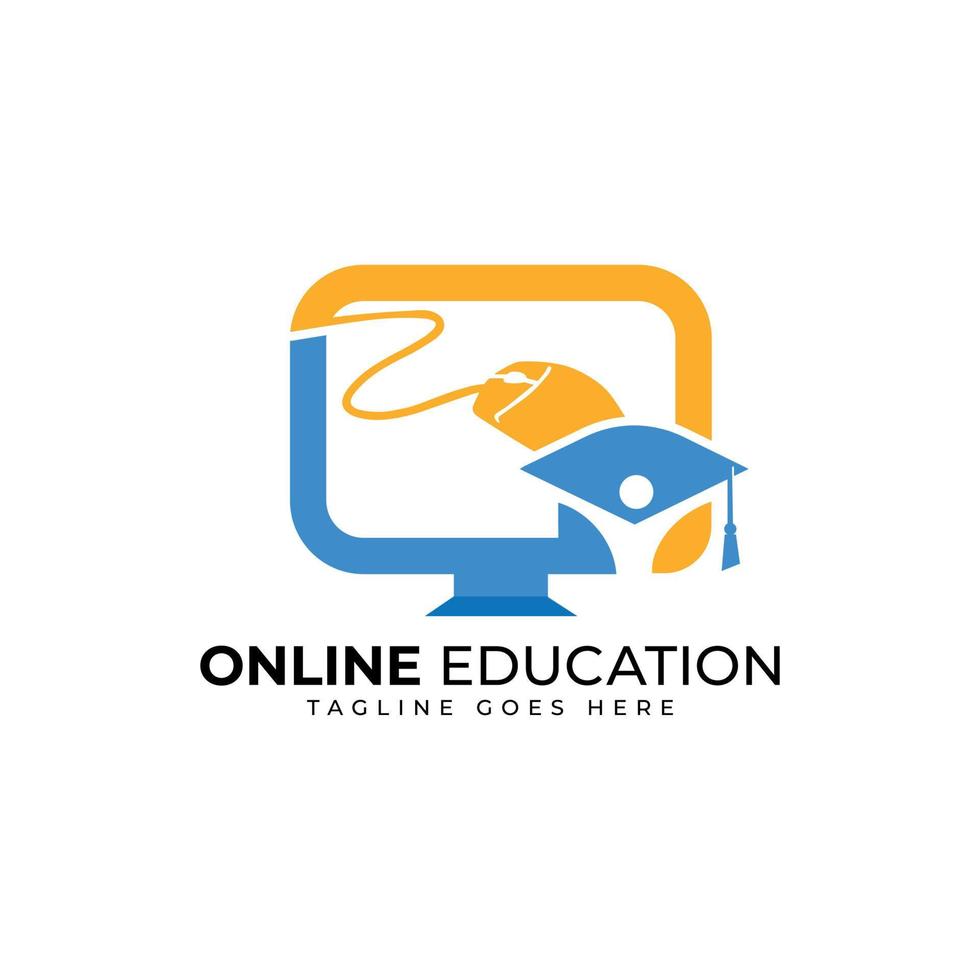 modèle de conception de logo d'éducation en ligne vecteur