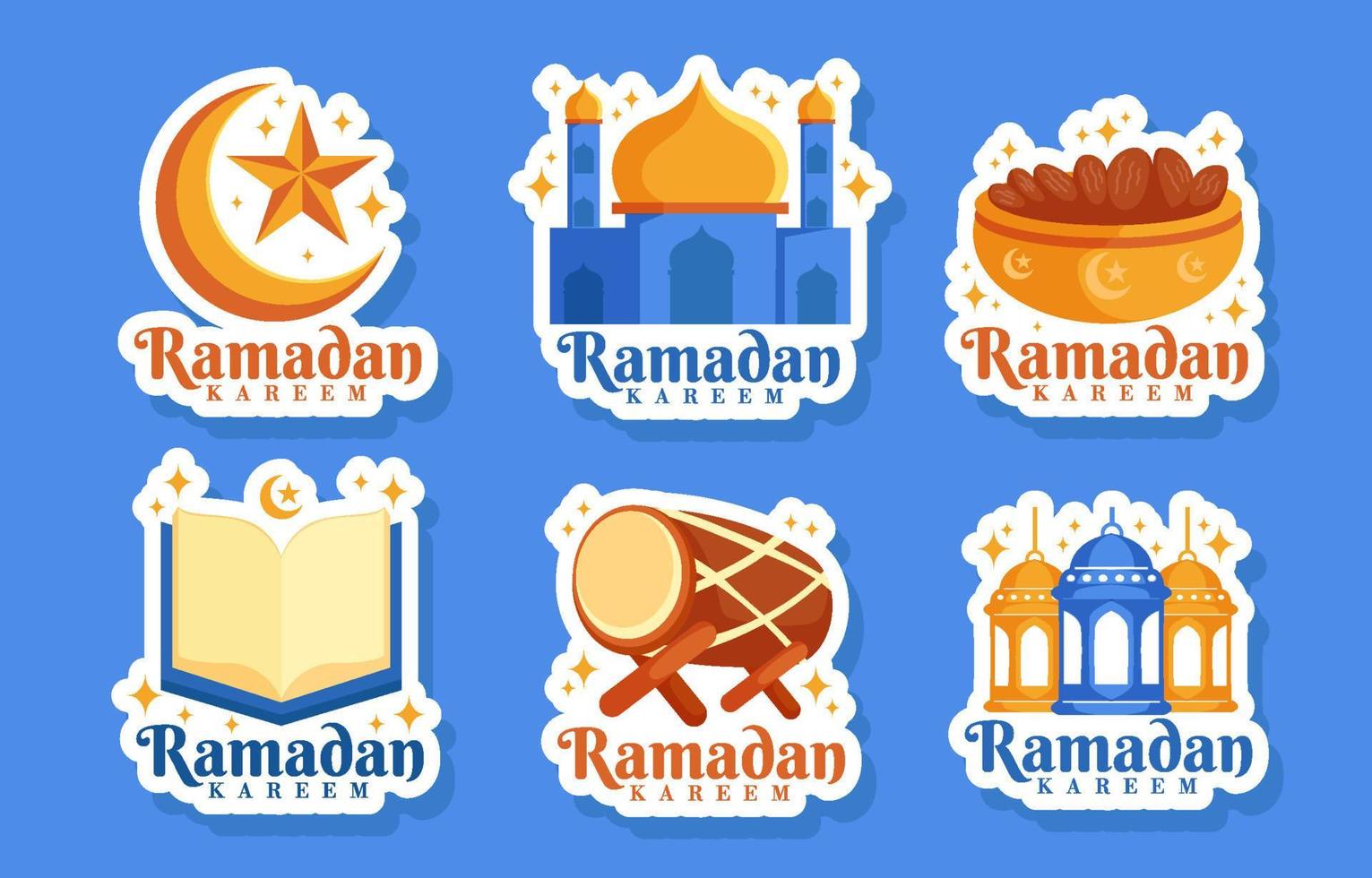 autocollant plat du mois de ramadan vecteur