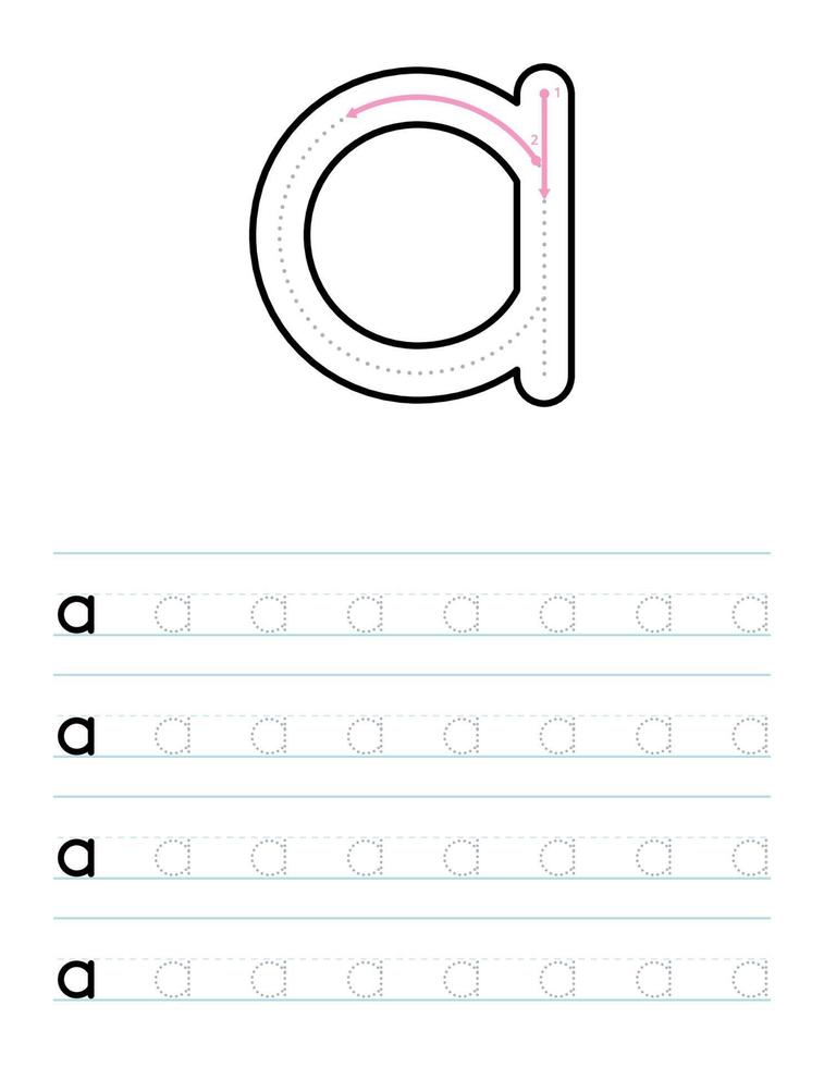 tracer une lettre minuscule une feuille de calcul pour le préscolaire vecteur