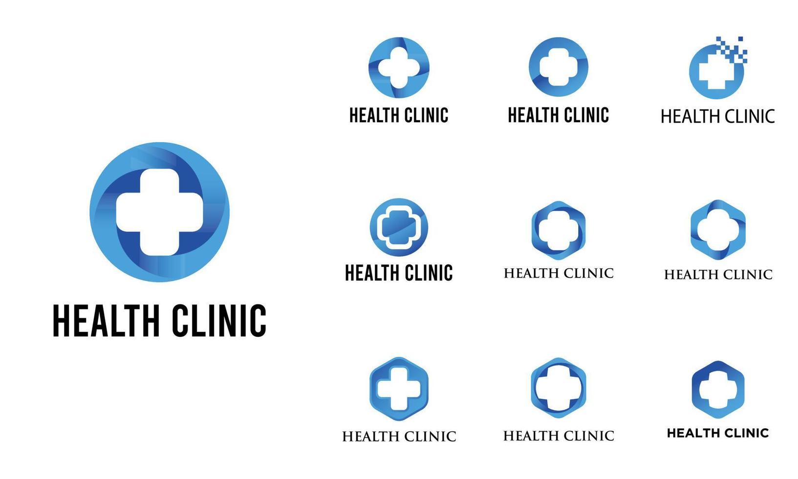 conception créative du logo croix de l'hôpital, élément de conception de la clinique de santé vecteur