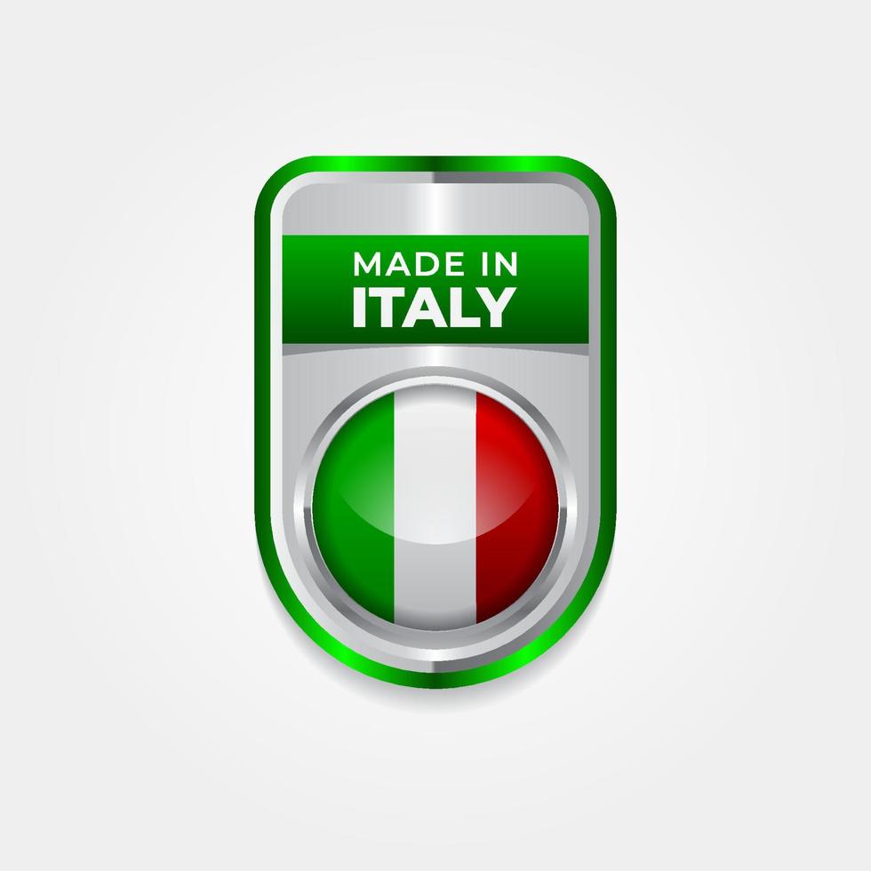 fabriqué en italie illustration vectorielle d'étiquette, conception d'autocollant de signe d'insigne de drapeau pour la promotion des médias de produits vecteur
