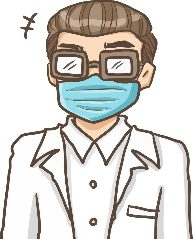 dessin animé médecin homme mignon kawaii manga anime, illustration clipart dessin personnage vecteur