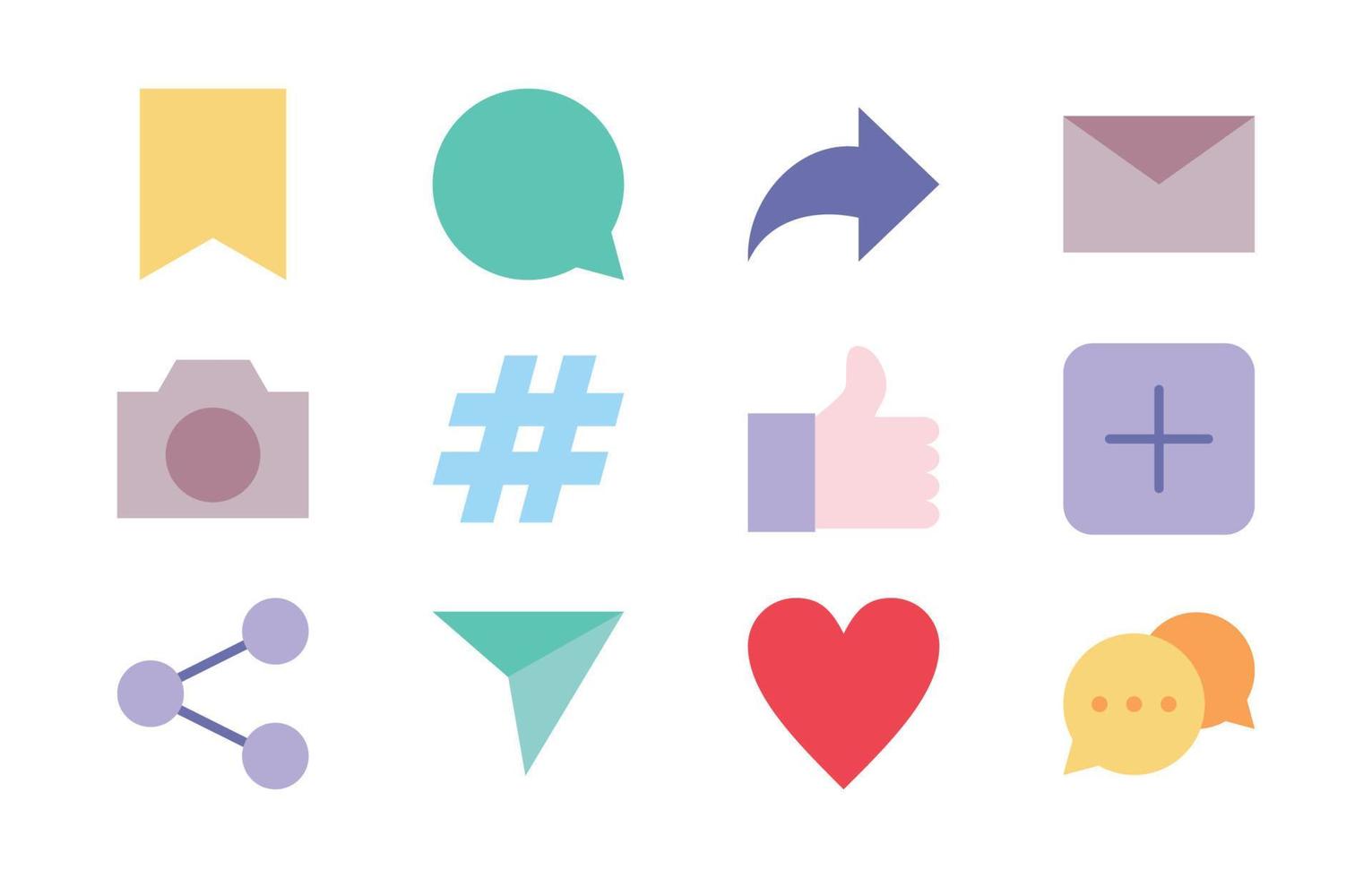 collection d'icônes en couleur de réaction et d'action des médias sociaux vecteur