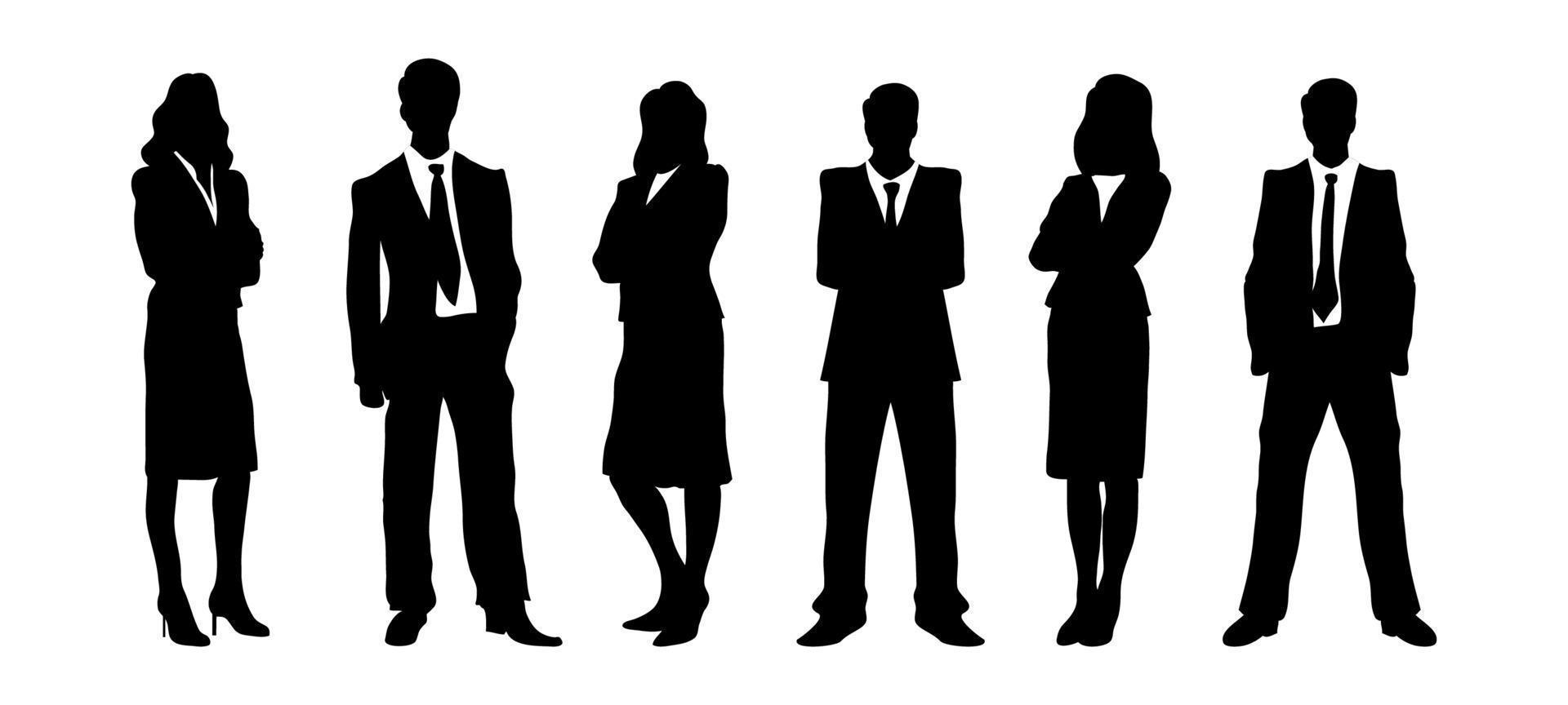 collection de personnages de groupe de silhouettes de gens d'affaires vecteur