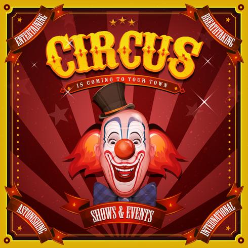 Affiche Vintage De Cirque Avec Tete De Clown vecteur