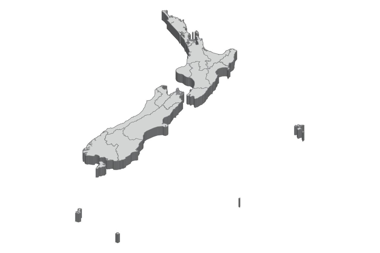 3d carte illustration de la nouvelle-zélande vecteur