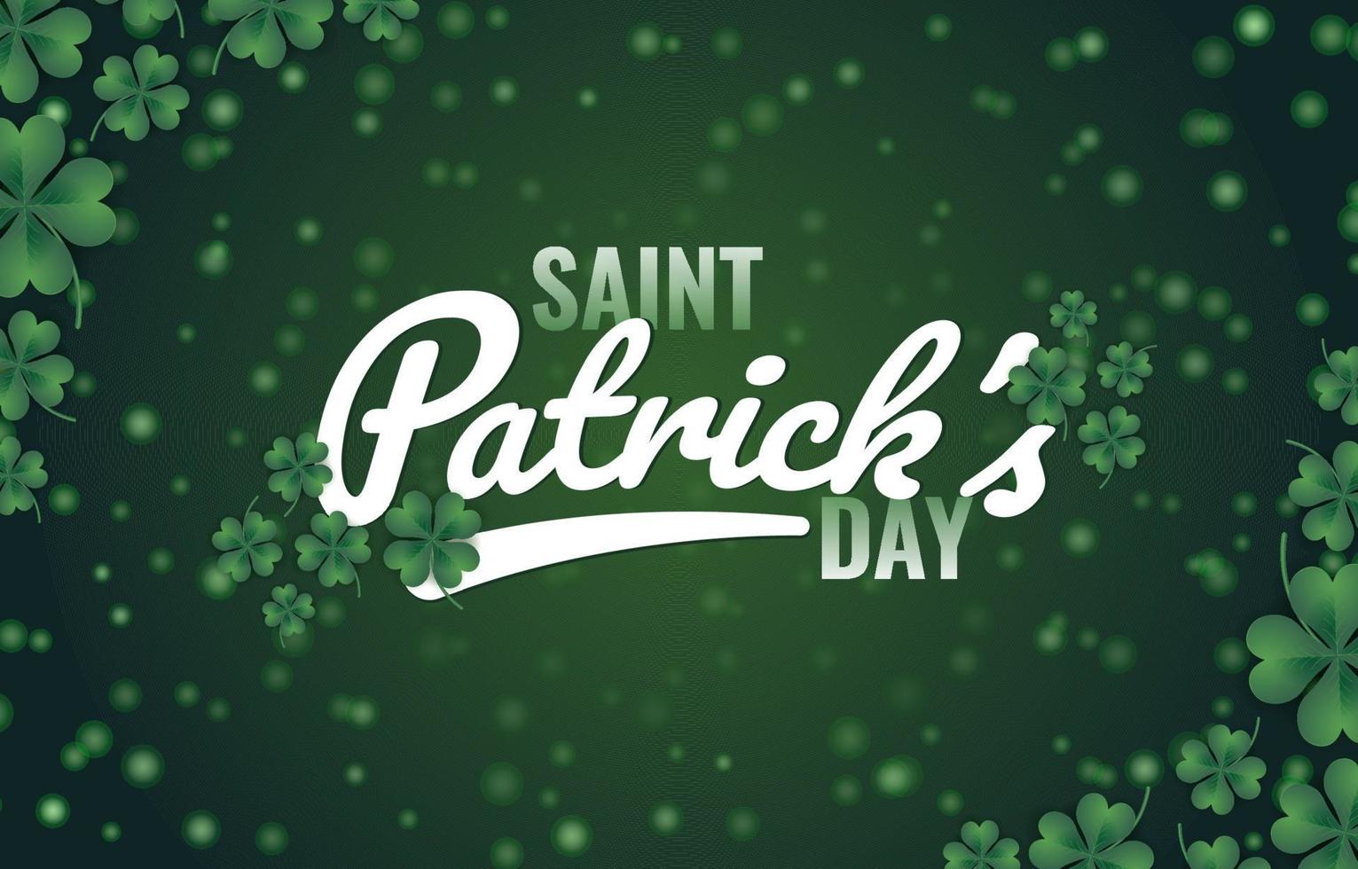 fond de trèfle de la saint patrick avec des lucioles vecteur