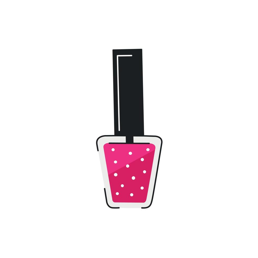 vernis à ongles rose scintillant dans un style de dessin animé mignon. illustration vectorielle isolée sur fond blanc. article de manucure et de pédicure. vecteur