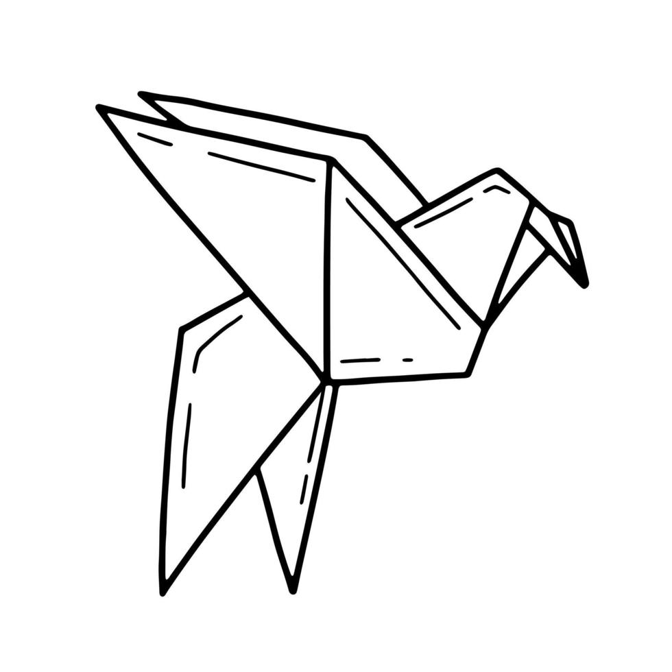 oiseau origami dans un style simple de doodle. illustration vectorielle isolée sur fond blanc. vecteur