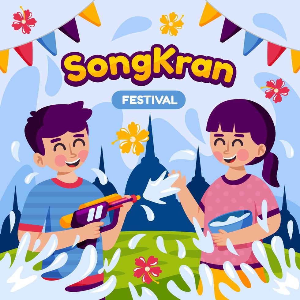 concept de festival de songkran vecteur