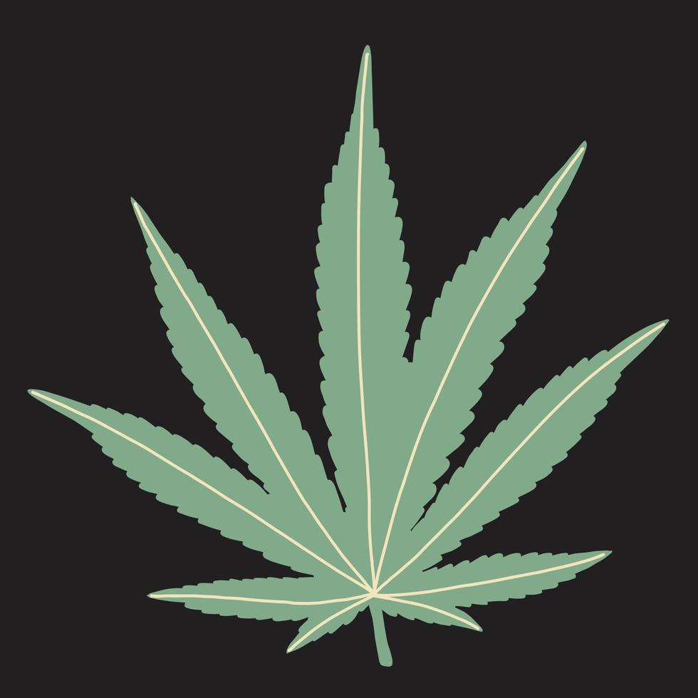 conception plate de dessin à main levée de feuille de cannabis de simplicité. vecteur