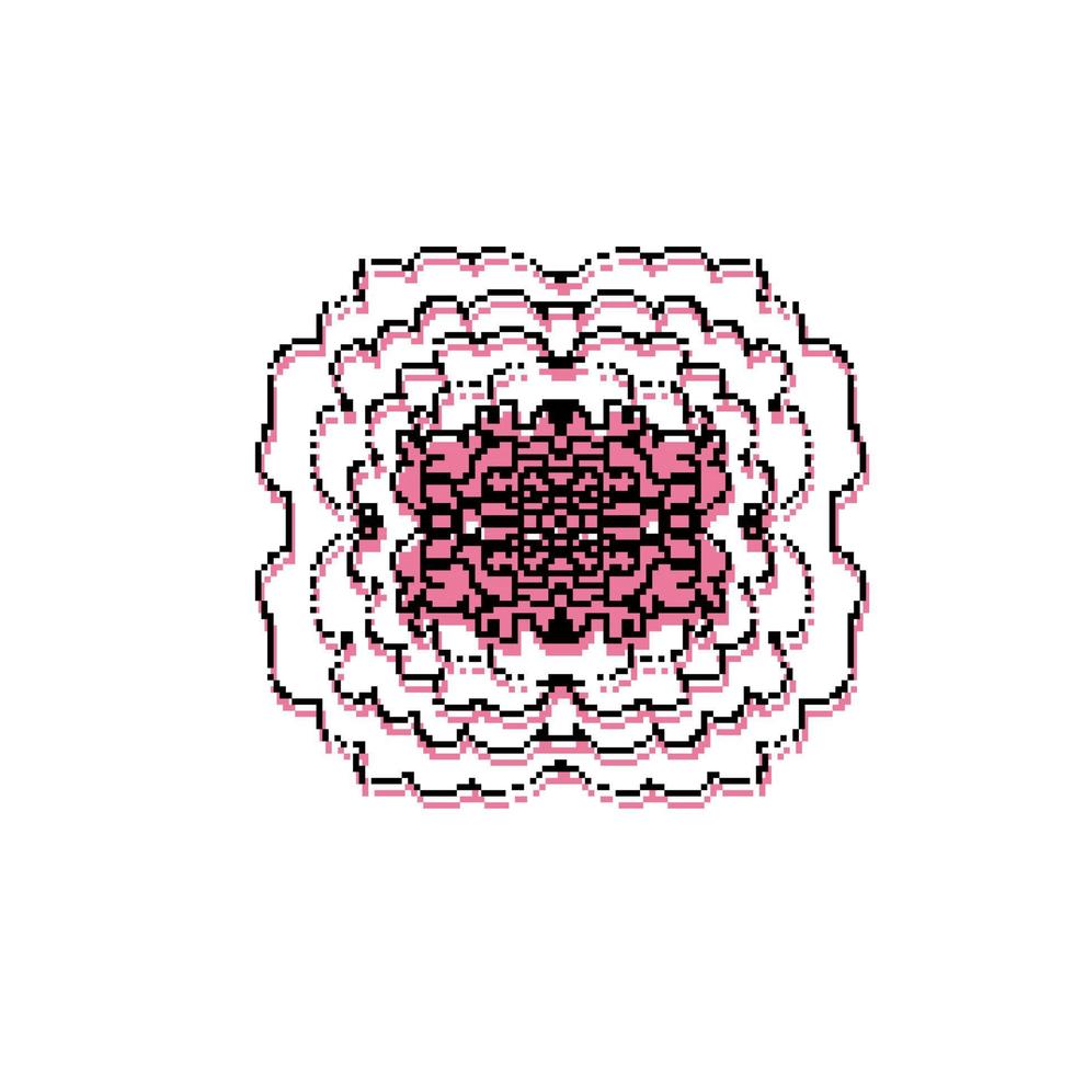 dessin au pixel près d'une fleur. illustration vectorielle vecteur