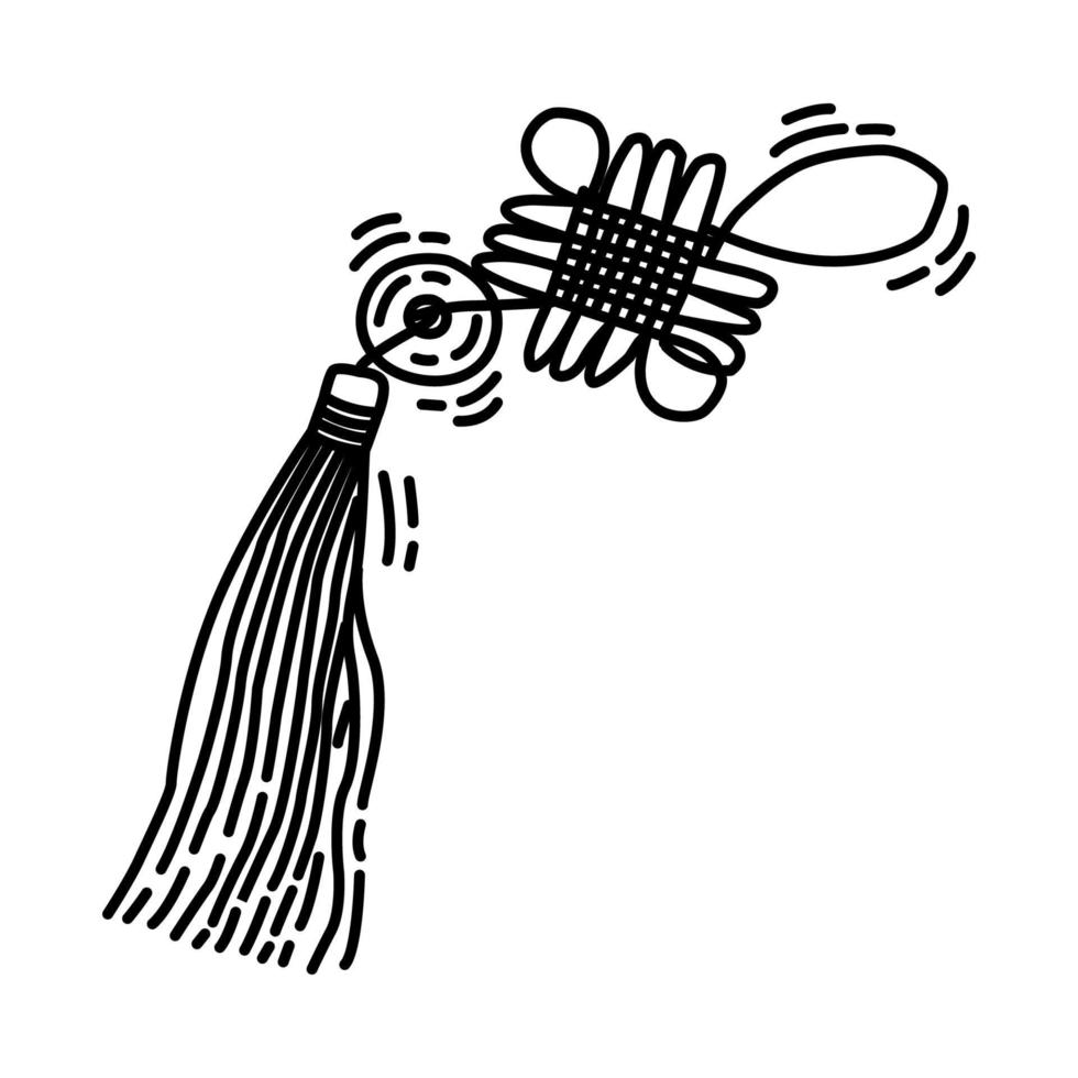 icône de noeud mystique chinois. doodle style d'icône dessiné à la main ou contour. vecteur