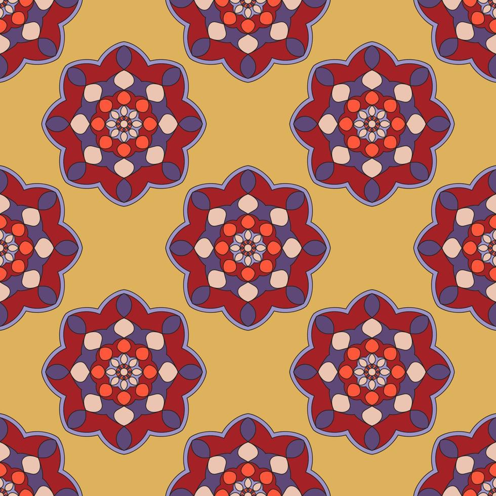 modèle sans couture abstrait avec fleur de mandala. mosaïque, carrelage, pois. fond fleuri. vecteur