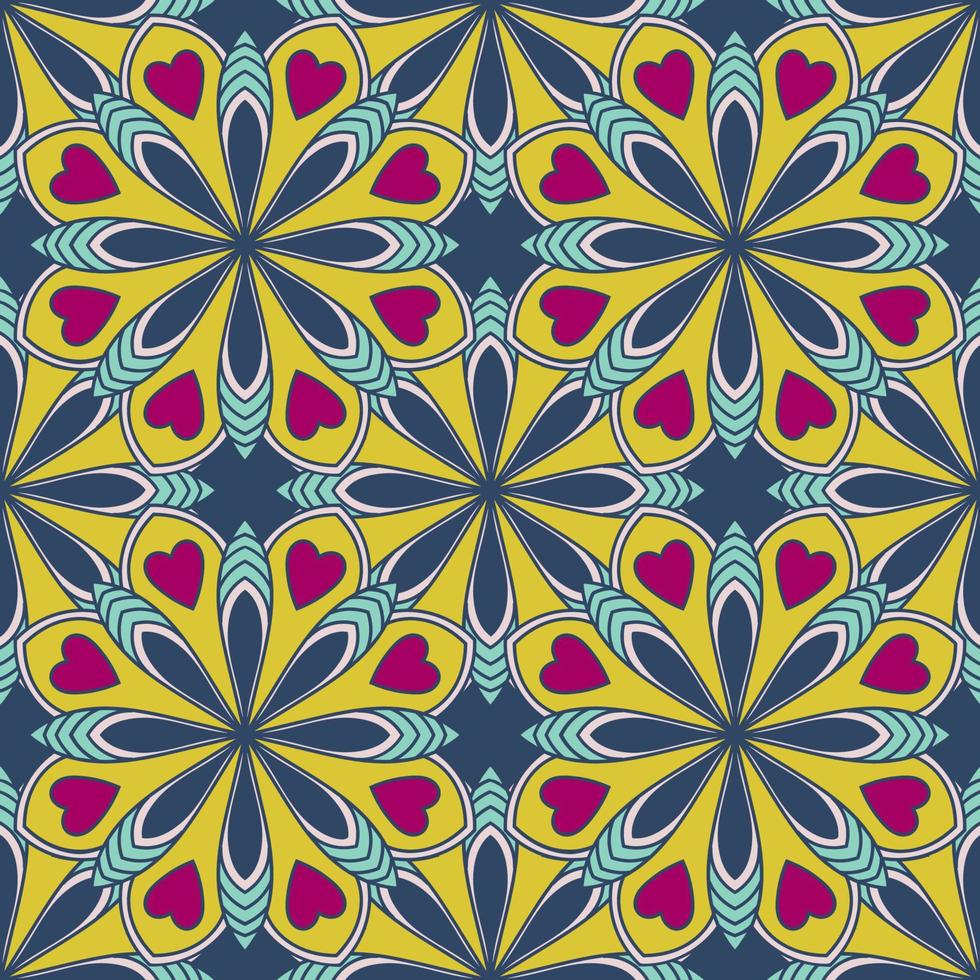 modèle sans couture abstrait avec fleur de mandala. mosaïque, carrelage. fond fleuri. vecteur