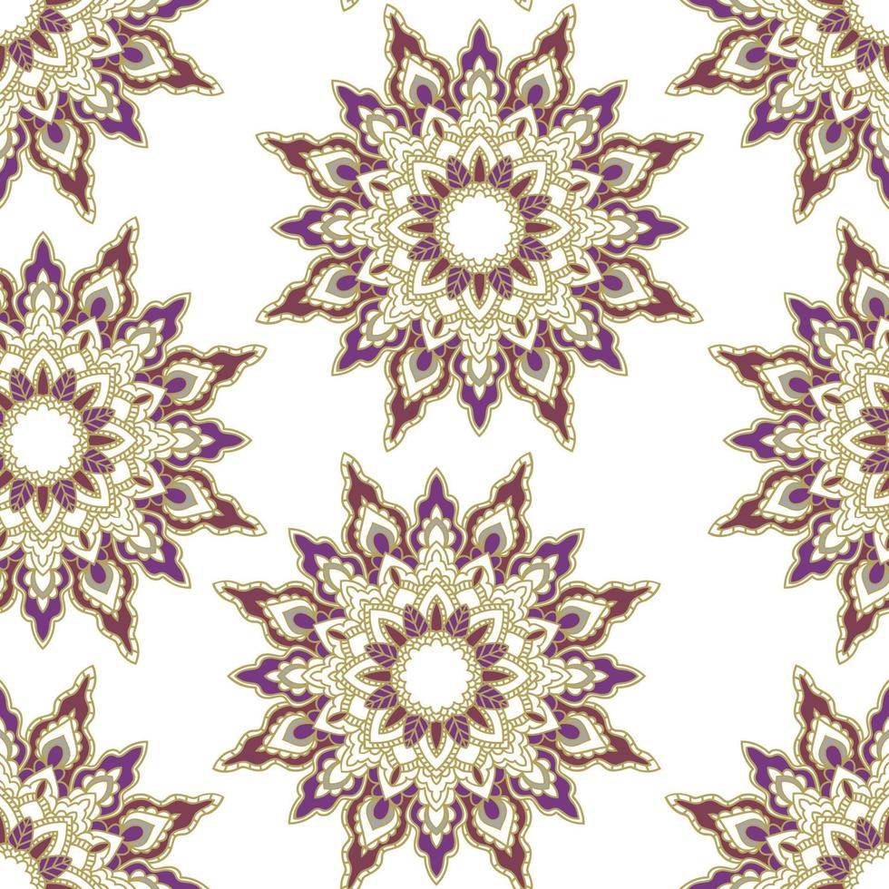 modèle sans couture abstrait avec fleur de mandala. mosaïque, carrelage. fond fleuri. vecteur