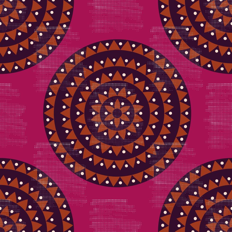 motif sans couture de mandala ethnique tribal coloré demi-teinte grunge. fond ornemental à pois avec motifs floraux, triangles, points. vecteur