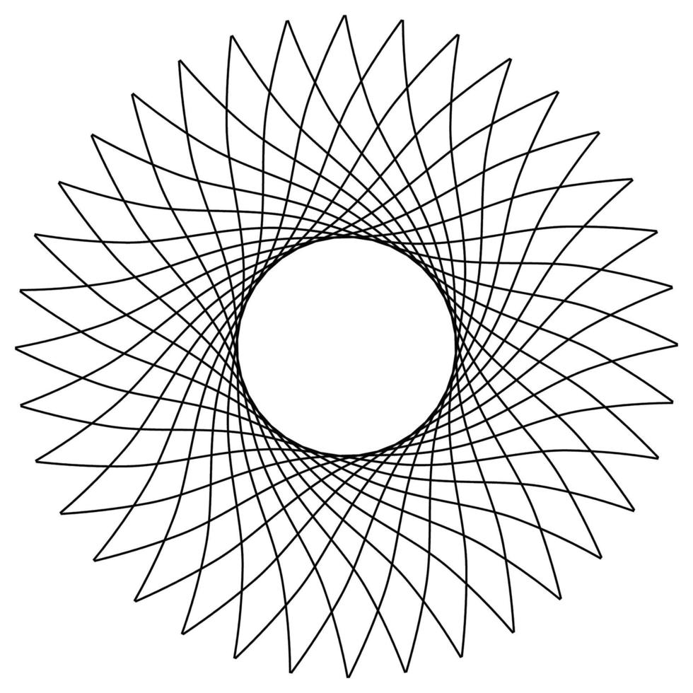 rosette ronde linéaire abstraite isolée sur fond blanc. logo en ligne fine. Forme géométrique. vecteur