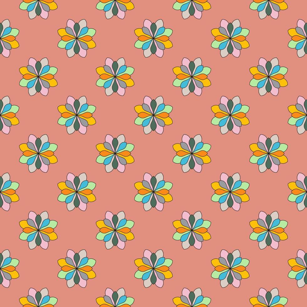 modèle sans couture abstrait avec fleur de mandala. mosaïque, carrelage, pois. fond fleuri. vecteur