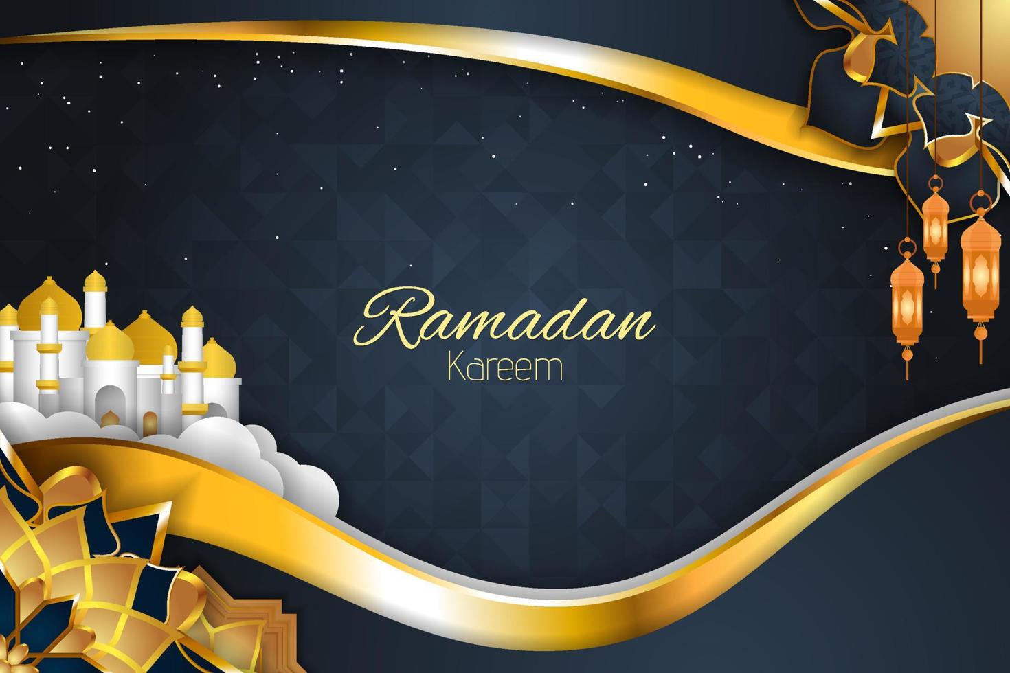 fond islamique ramadan kareem avec élément de couleur grise vecteur