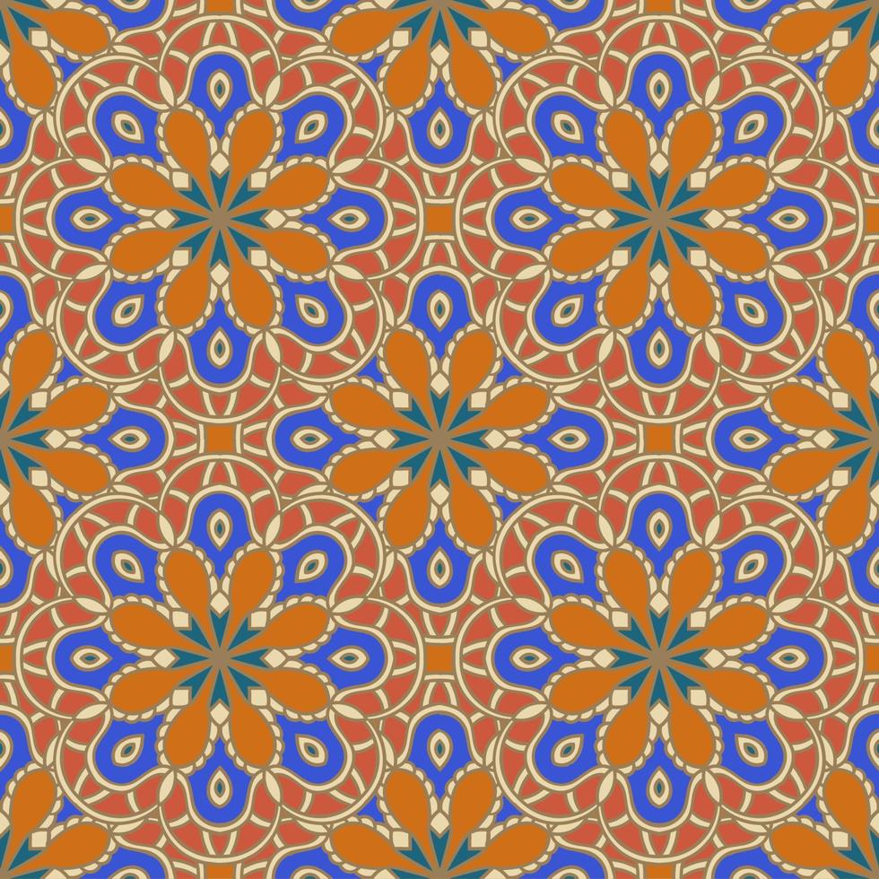 modèle sans couture abstrait avec fleur de mandala. mosaïque, carrelage. fond fleuri. vecteur