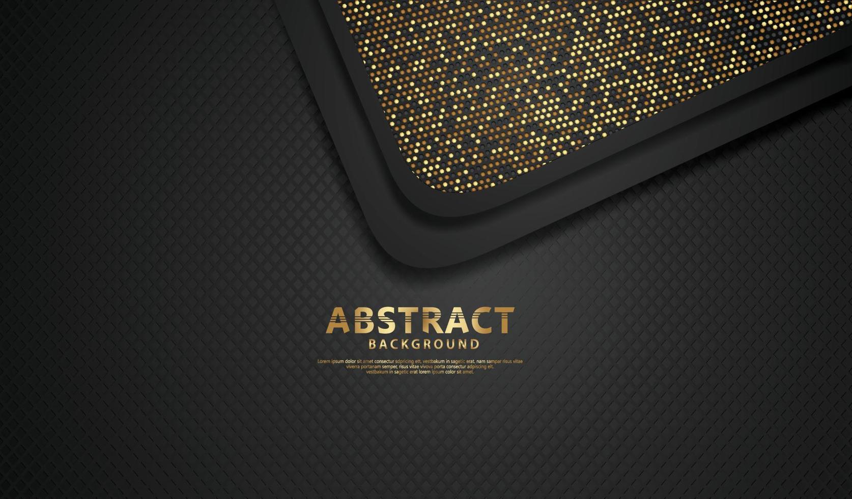 fond de couches de chevauchement noir de luxe avec effet de ligne dorée. points de demi-teintes réalistes sur fond sombre texturé vecteur